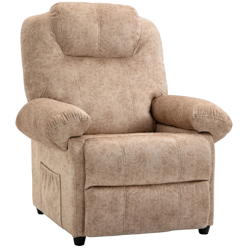 Poltrona Relax Reclinabile Manuale con Poggiapiedi in Tessuto Beige ¨C Minimal ¨C 100x100x90