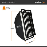 Essential Softbox 60x90cm + adattatore softbox per Elinchrom (diametro esterno: 15,2 cm), ruotabile a 360°, facile da montare, griglia inclusa, adattatore Bowens e borsa di trasporto