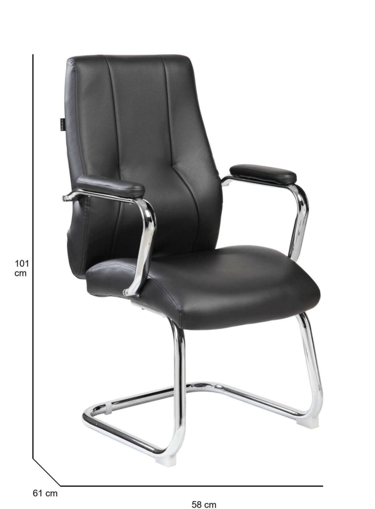 Sedia da ufficio Lucana, Seduta sala da attesa con braccioli per ufficio, Seduta ergonomica da attesa, 61x58h101 cm, Nero