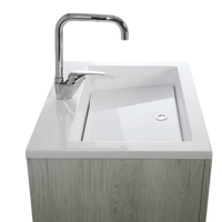 Mobile Lavatoio Vasca Zeus in MineralMarmo Apertura a 2 Ante 60x46x84 cm Grigio Cemento