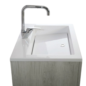 Mobile Lavatoio Vasca Zeus in MineralMarmo Apertura a 2 Ante 60x46x84 cm Bianco Latte