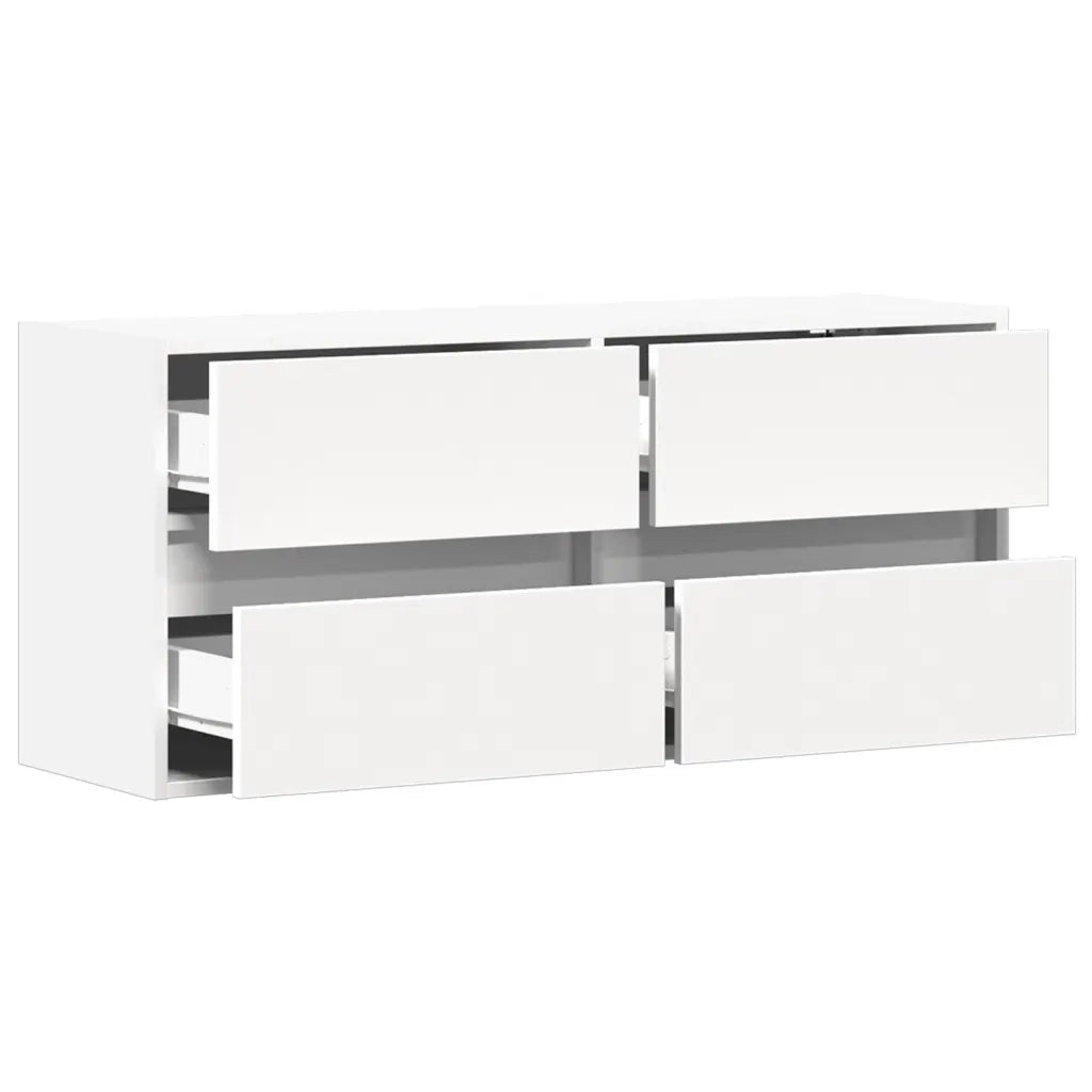 vidaXL Mobile TV a Parete con Luci LED Bianco 100x31x45 cm