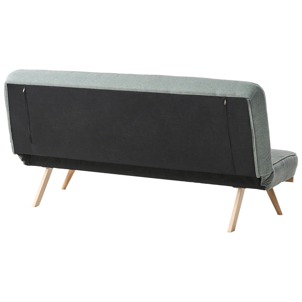 Divano letto Verde Rivestimento in tessuto Gambe in metallo 2 posti Seduta con schienale imbottito Design moderno Senza braccioli