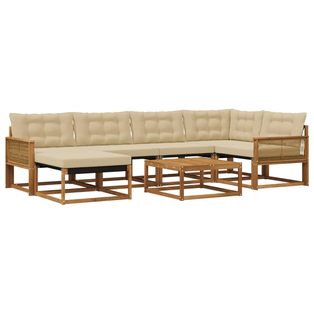 Set di divani da esterno con cuscino 7 pcs Naturale e Beige 3381557