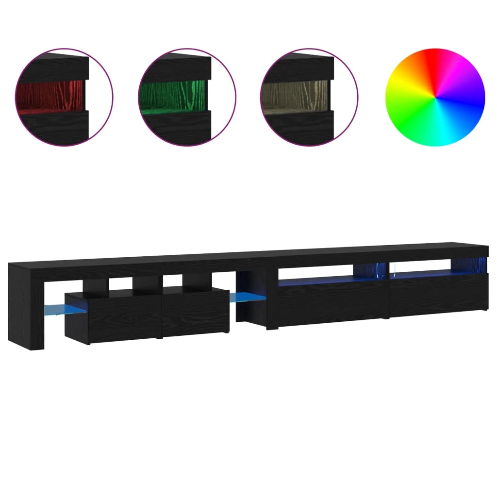 Mobile TV con LED 3 pz | Armadietto TV | Mobile Porta TV Rovere Nero 290 x 36,5 x 40 cm