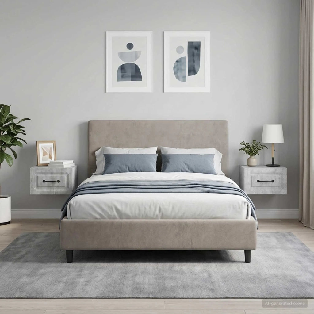 Mobiletto da notte a muro con cassetto 2 pcs Grigio Cemento 899282