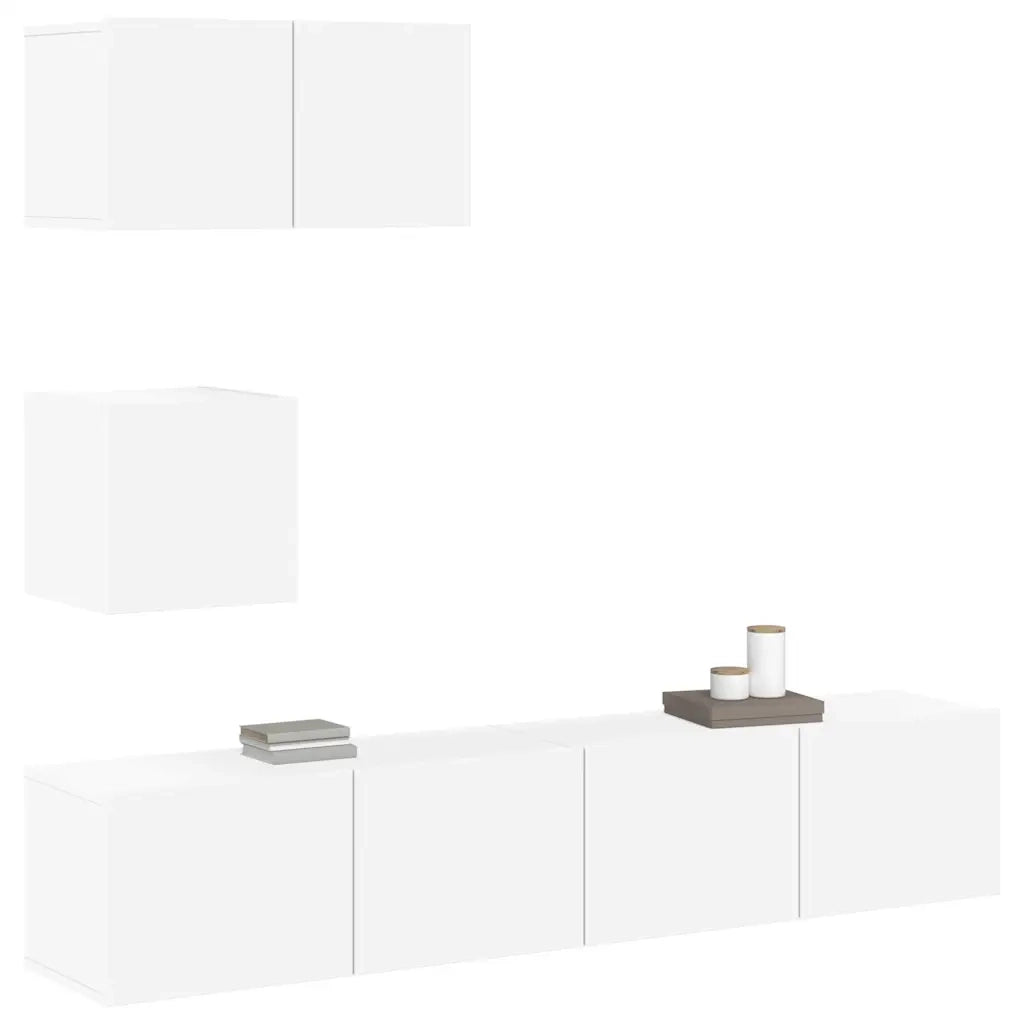 Set di Mobili Porta TV 4 pz Bianco in Legno Multistrato 3114638