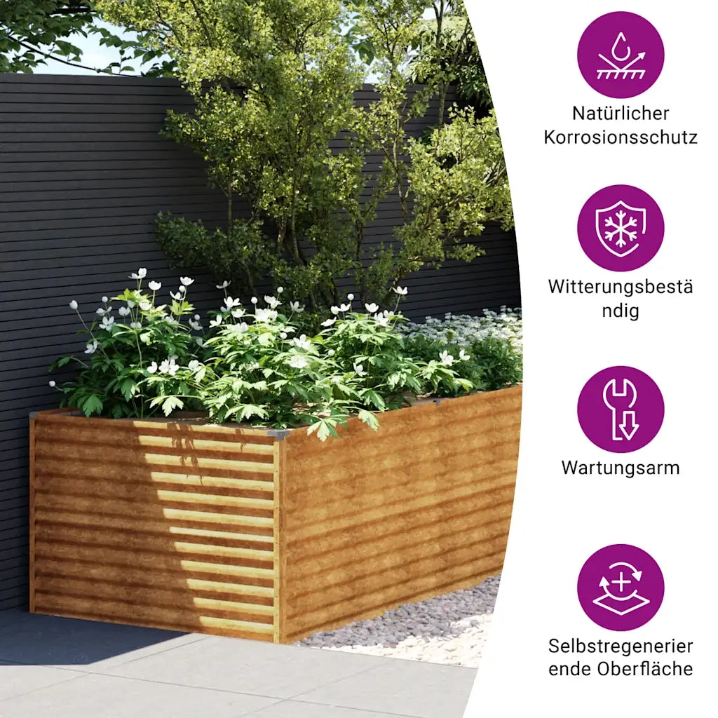 Fioriera Rialzata da Giardino-Vaso da Esterno-Fioriera Elevata 479x100x69 cm in Acciaio Corten
