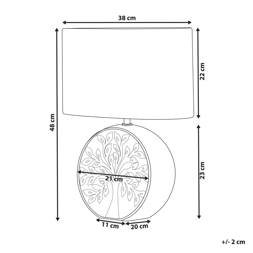 Lampada da Tavolo Argento Ceramica 49 cm Glam Luce Notturna Paralume Albero Motivo Lucido Camera da Letto Soggiorno