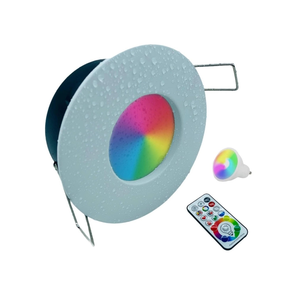Faretto Led da incasso per bagno box doccia lampada RGBW 5W GU10 cromoterapia