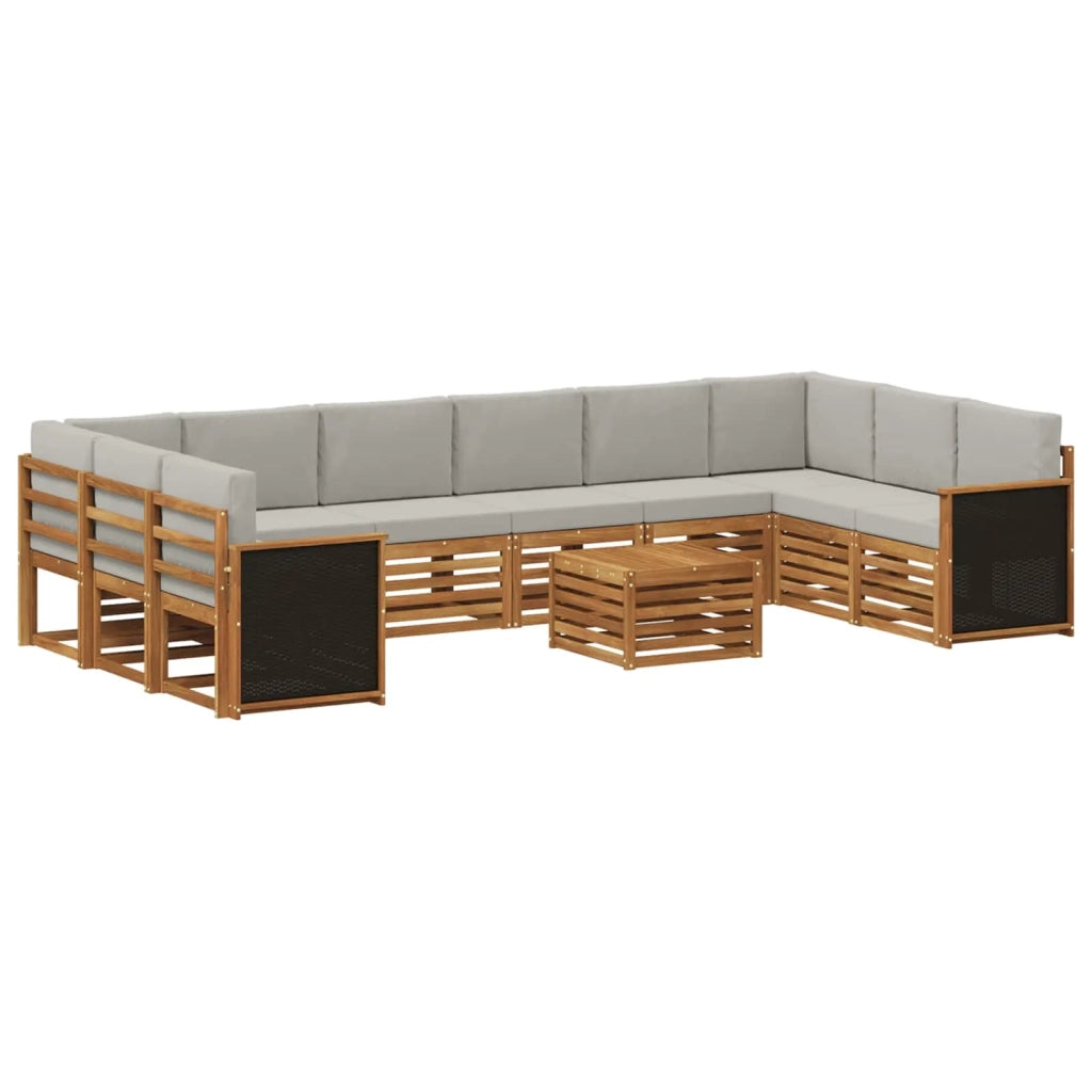 Set di divani da esterno 8 pz Naturale e Grigio Chiaro 3384912