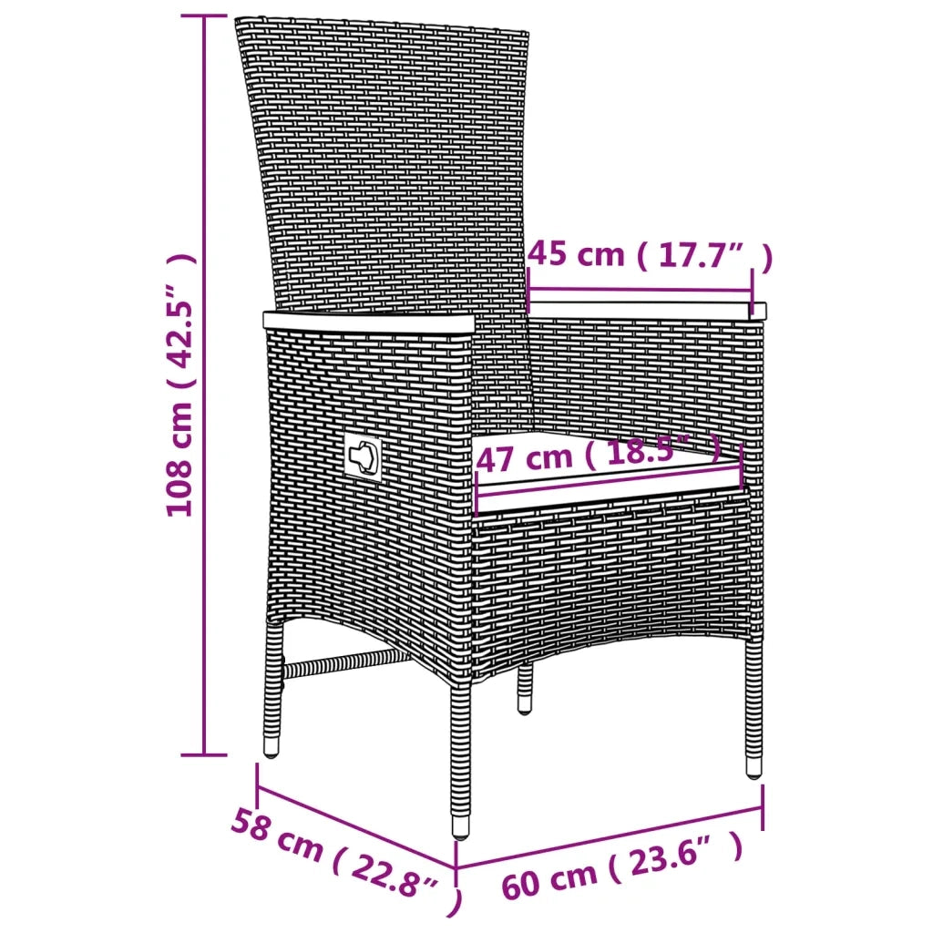 Set Mobili Giardino 3pz Grigio Polyrattan Legno Massello Acacia 3157653