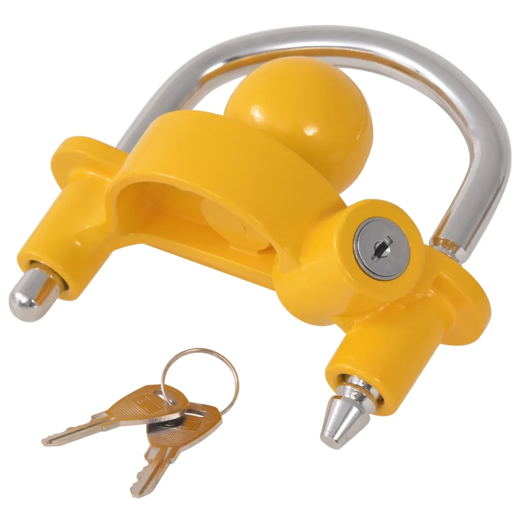 Blocco Rimorchio 2 Chiavi in Acciaio e Lega di Alluminio Giallo 142675