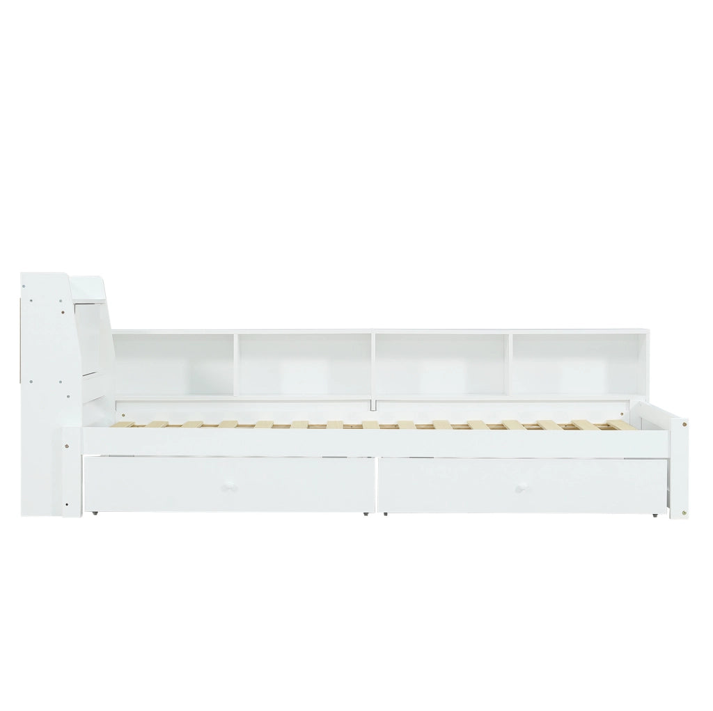 Letto singolo 90x200 cm con testiera contenitore e luci