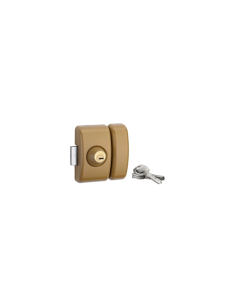 Serratura da applicare, doppia entrata chiave reversibile Design 5, cilindro 45mm, acciaio, 4 chiavi, Bronzo - THIRARD