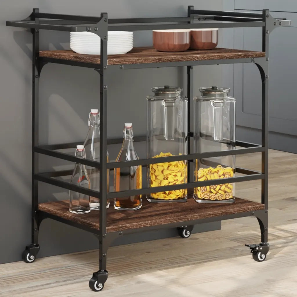 Carrello Cucina-Scaffale per Cucina Rovere Marrone 82x40x78,5 cm Legno Multistrato