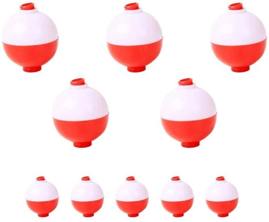 Attrezzatura da Pesca - Float per Pesci - 10 Unità - Materiale ABS - Pulsante - Sferica - Colori Vivaci - Diametro 1,9/3,2 cm