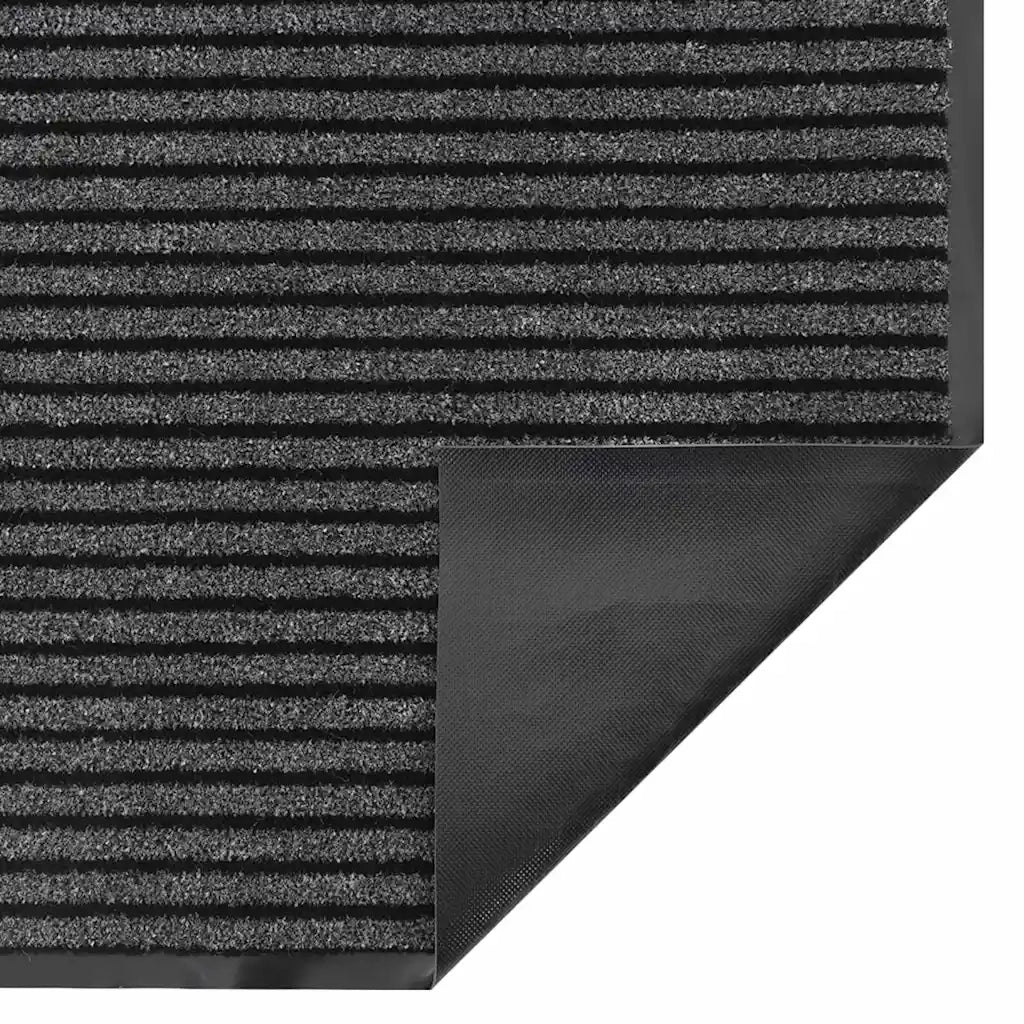 vidaXL Tappetino Striped Nero e Grigio 60 x 90 cm Polipropilene, PVC