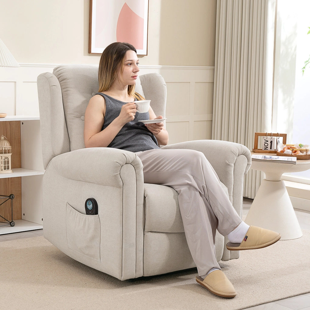 Poltrona massaggiante e riscaldante reclinabile ¨C zephmum ¨C beige