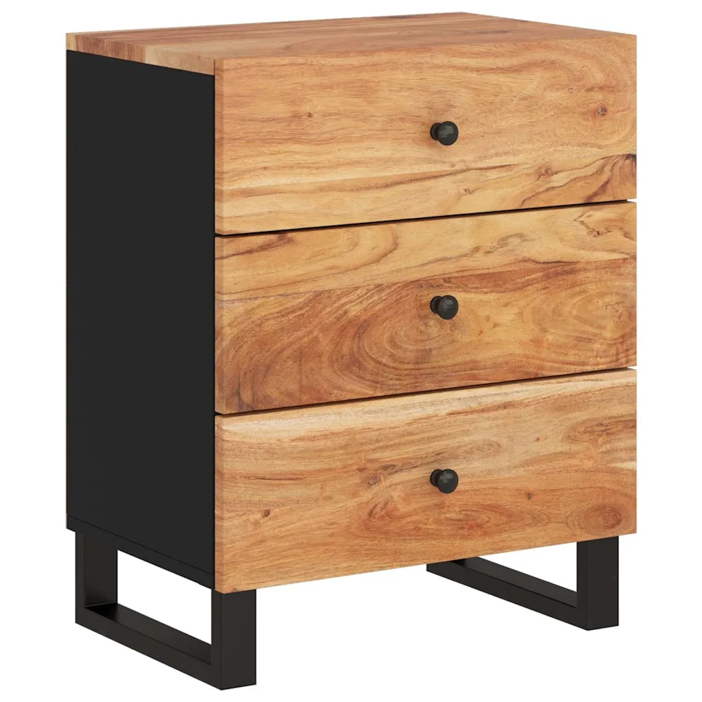 Comodino 50x33x62 cm Legno Massello Acacia e Legno Multistrato cod mxl 30396