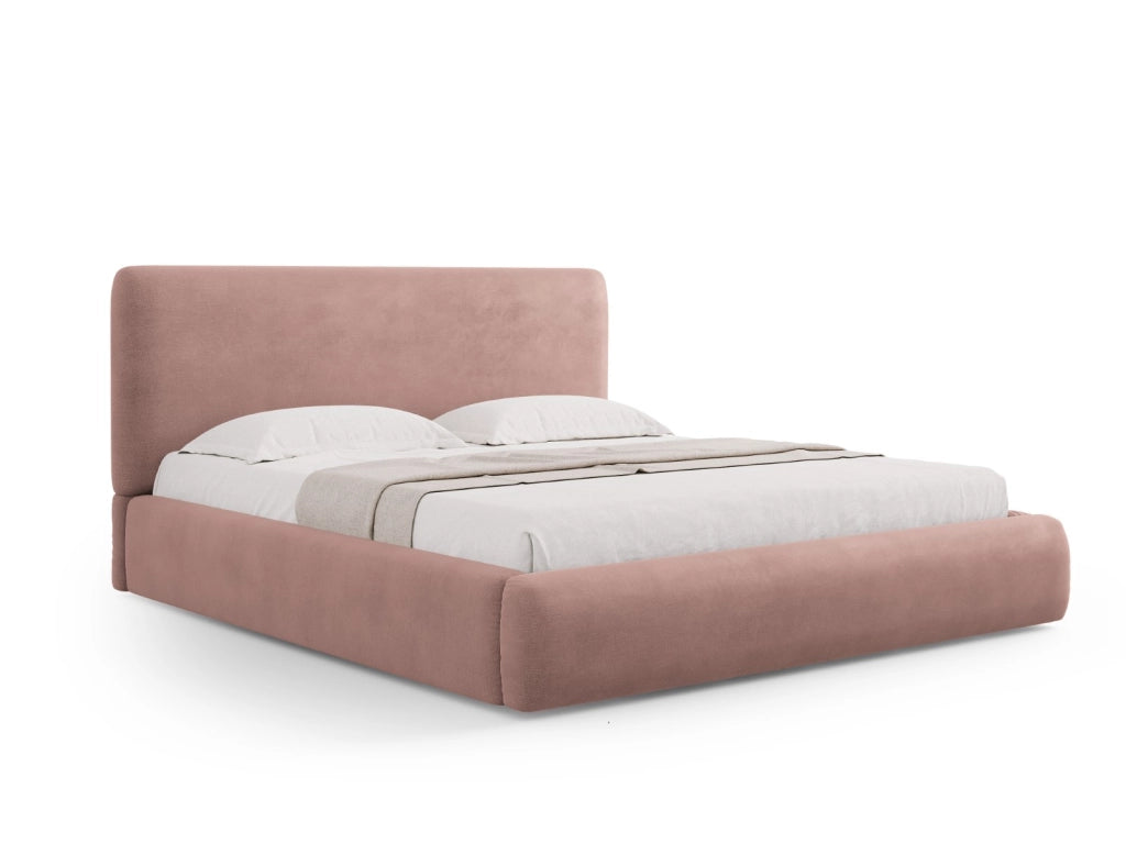 Cosmopolitan Design - Letto a cassettone con testiera "Colonel" 140x200cm in ciniglia rosa 