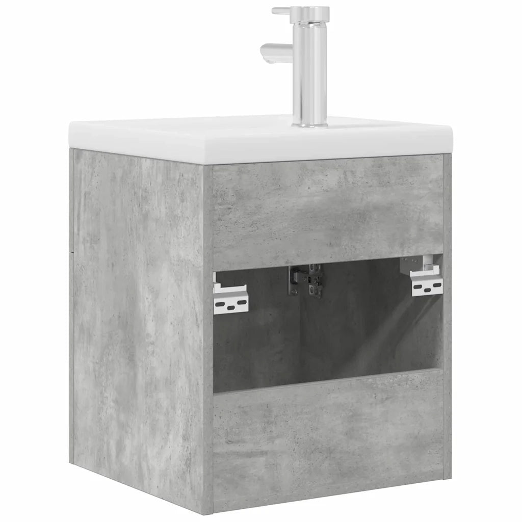 Mobile da Bagno con Lavabo Integrato e Rubinetto-Armadietto da bagno con Lavandino Grigio Cemento 338021