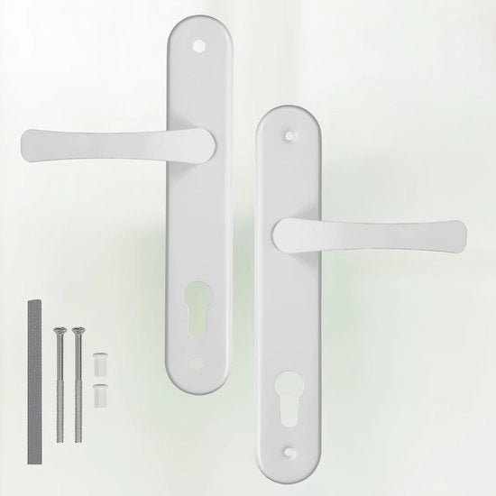Ferratura per bagno in alluminio / set di ferrature per bagno - destra e sinistra per porte di bagno e sanitari, ferratura per bagno in alluminio, finitura cromata, imballaggio completo di accessori