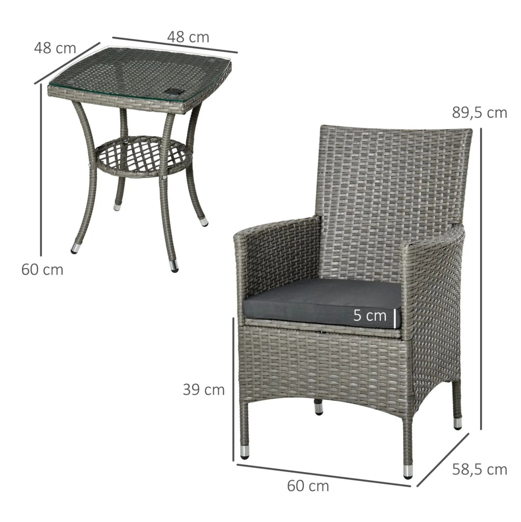 Set da giardino 3 pezzi con 2 sedie reclinabili e tavolino; metallo nero e vetro