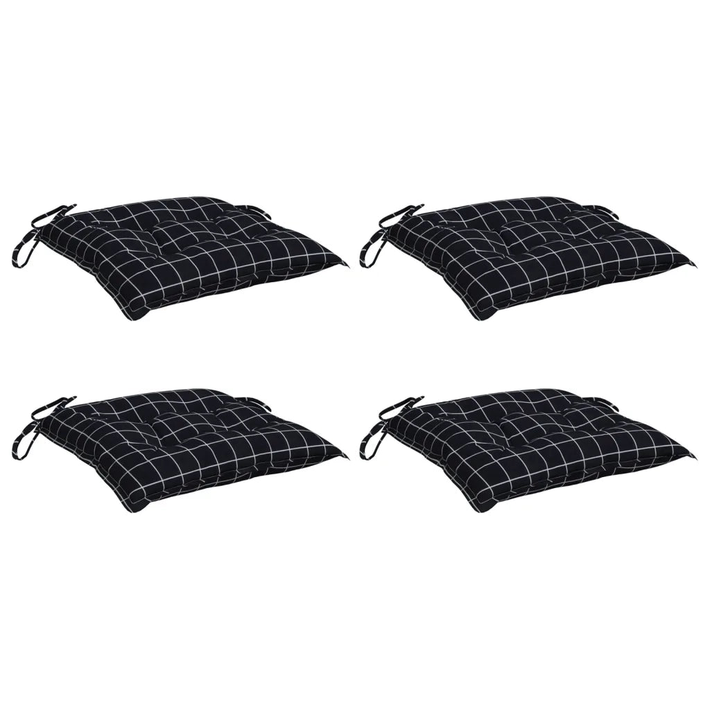 vidaXL Cuscini per Sedia 4 pz a Quadri Neri 50x50x7 cm Tessuto Oxford