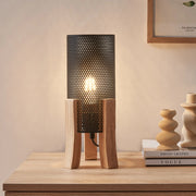 Lampada da Tavolo Comodino Joelleldsvin con Paralume Cilindrico in Metallo 30x14x14 cm - Nero lux.pro