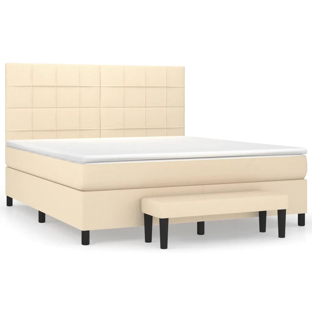 Giroletto a Molle con Materasso Crema 160x200 cm in Tessuto 3136610