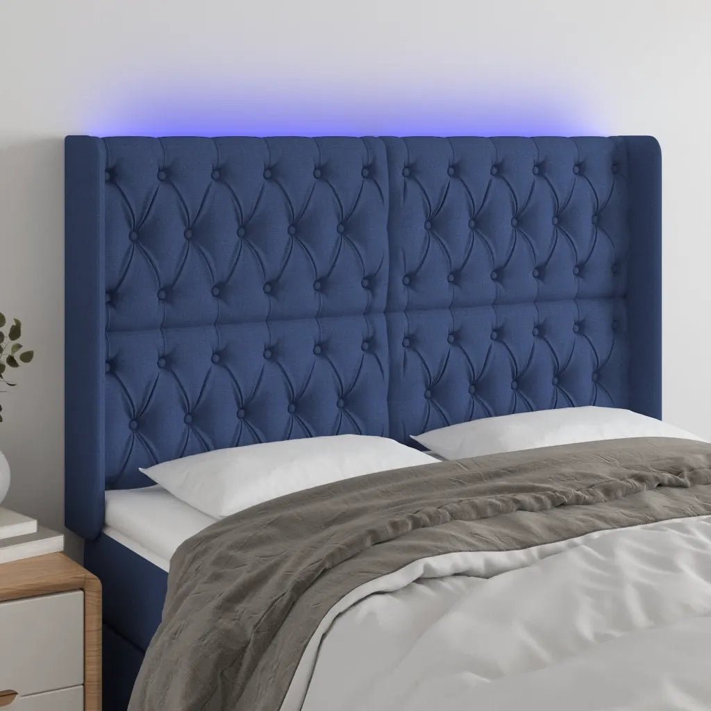 Testiera a LED Blu 147x16x118/128 cm in Tessuto 3124388