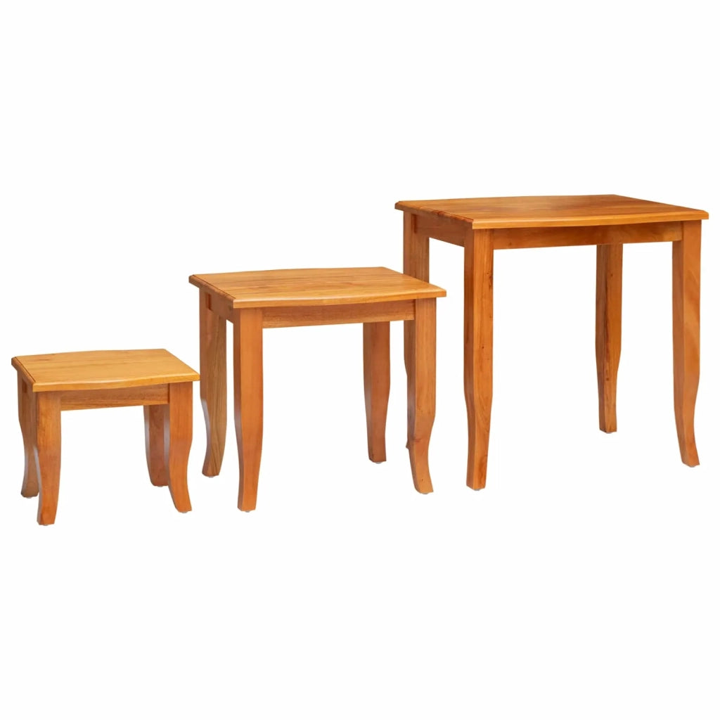 Tavolini Nesting 3 pcs Naturale Legno di Mogano Massello
