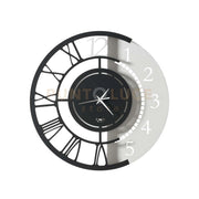 Orologio da parete particolare Full Metal Jack piccolo Nero e bianco marmo