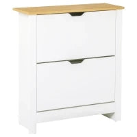 Scarpiera Moderna per 12 Paia Max con 2 Cassetti Regolabili e Rimovibili, in Legno, 72x26x80 cm, Bianco