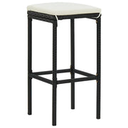 Sgabelli da Bar con Cuscini 4 pz Neri in Polyrattan 313446