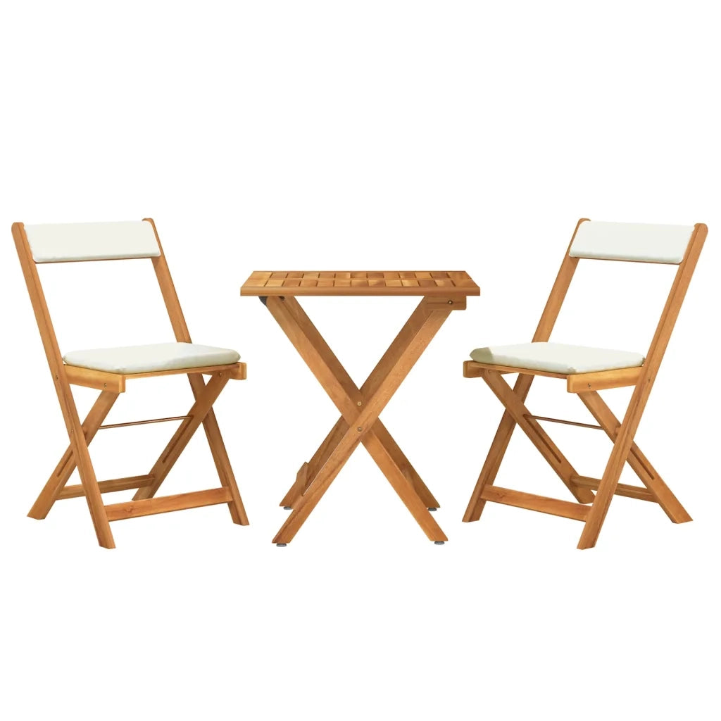 Set da Bistrò Pieghevole 3pz con Cuscini Legno Massello Acacia 319704