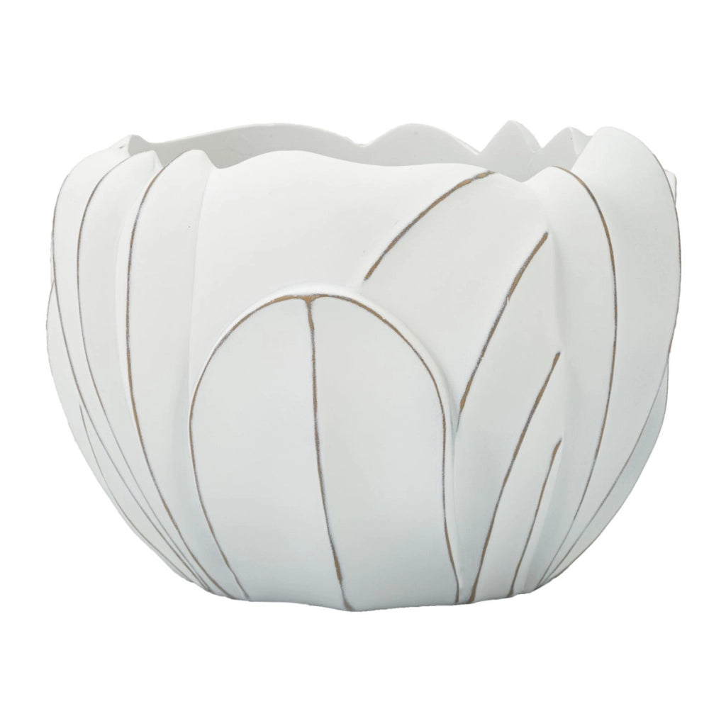 Vaso Decorativo VKH667, Bianco, Poliresina, 34,5x34,5x23,5 cm