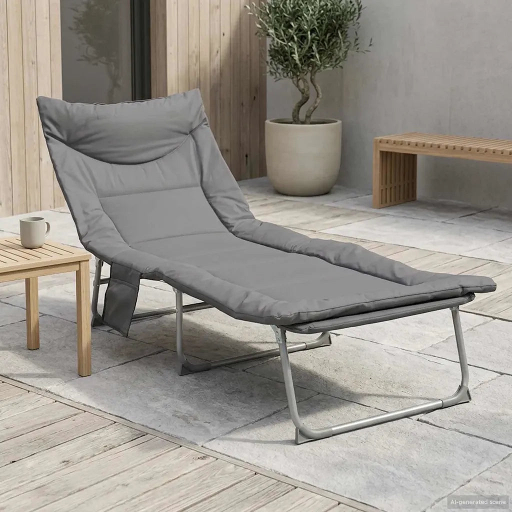 Lettino prendisole pieghevole con cuscino Antracite 42032384