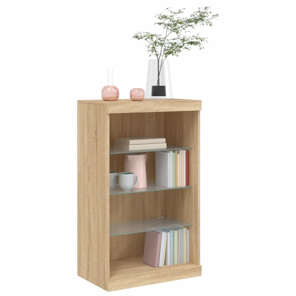 Credenza con Luci LED-Buffet-Armadio da cucina Rovere Sonoma 60,5x37x100 cm 815941