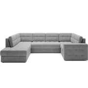 Divano ad angolo convertibile MONTEZA grigio sinistro 299 cm con contenitore e letto