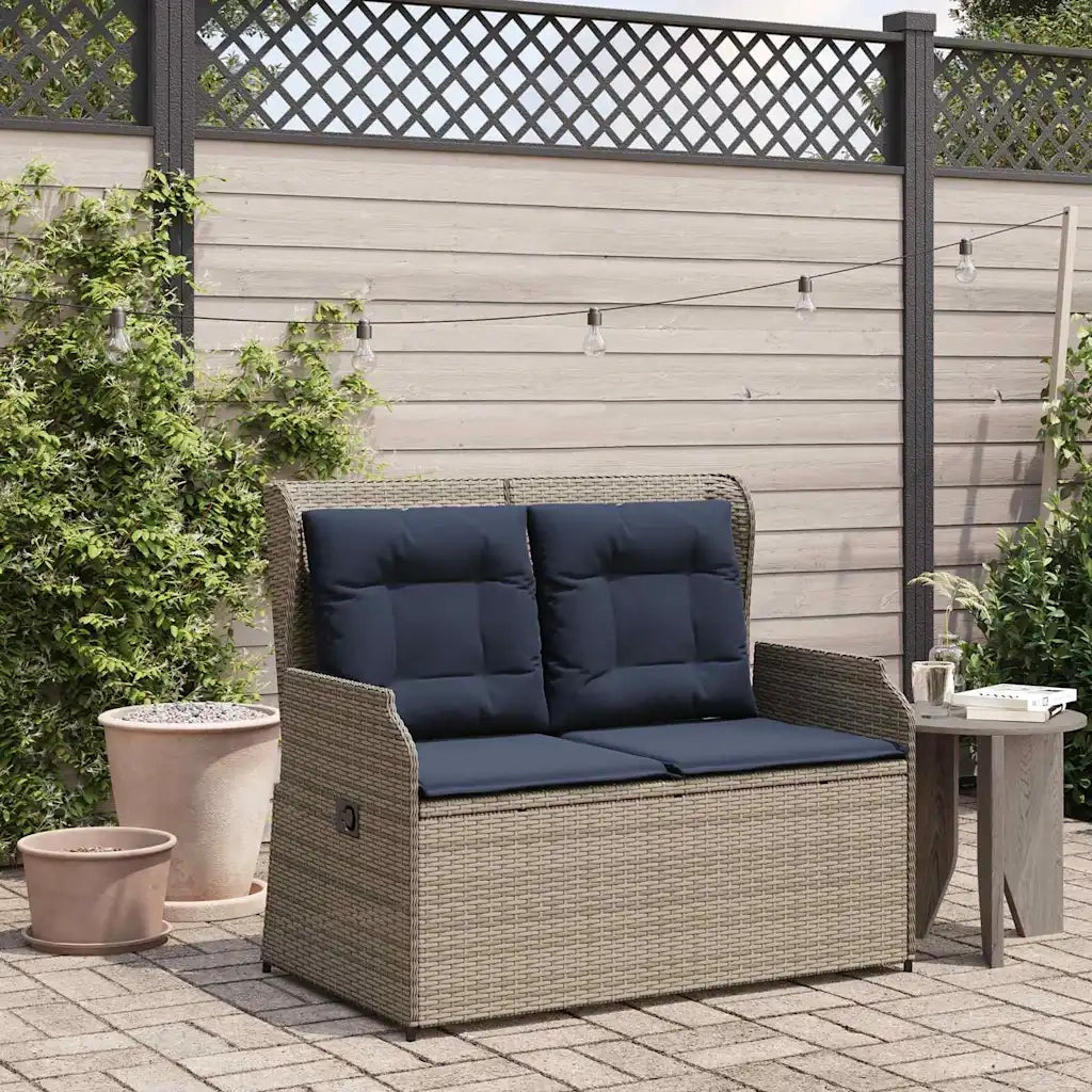 Panchina da giardino Grigio polyrattan