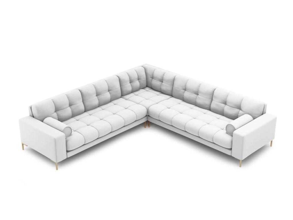 Cosmopolitan Design - Divano angolare reversibile "Bali" 6 posti in tessuto strutturato grigio chiaro 