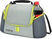 Tas di isolamento termico per ufficio e lavoro, con 2 tasche zip e chiusura a zip, per adulti, colore grigio verde