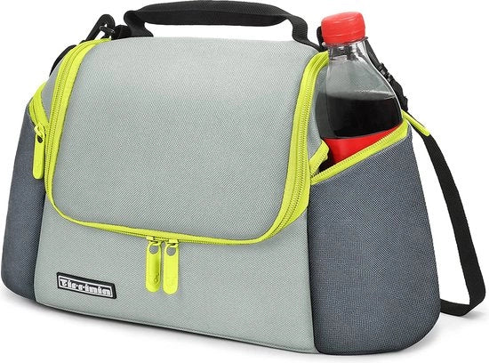 Tas di isolamento termico per ufficio e lavoro, con 2 tasche zip e chiusura a zip, per adulti, colore grigio verde