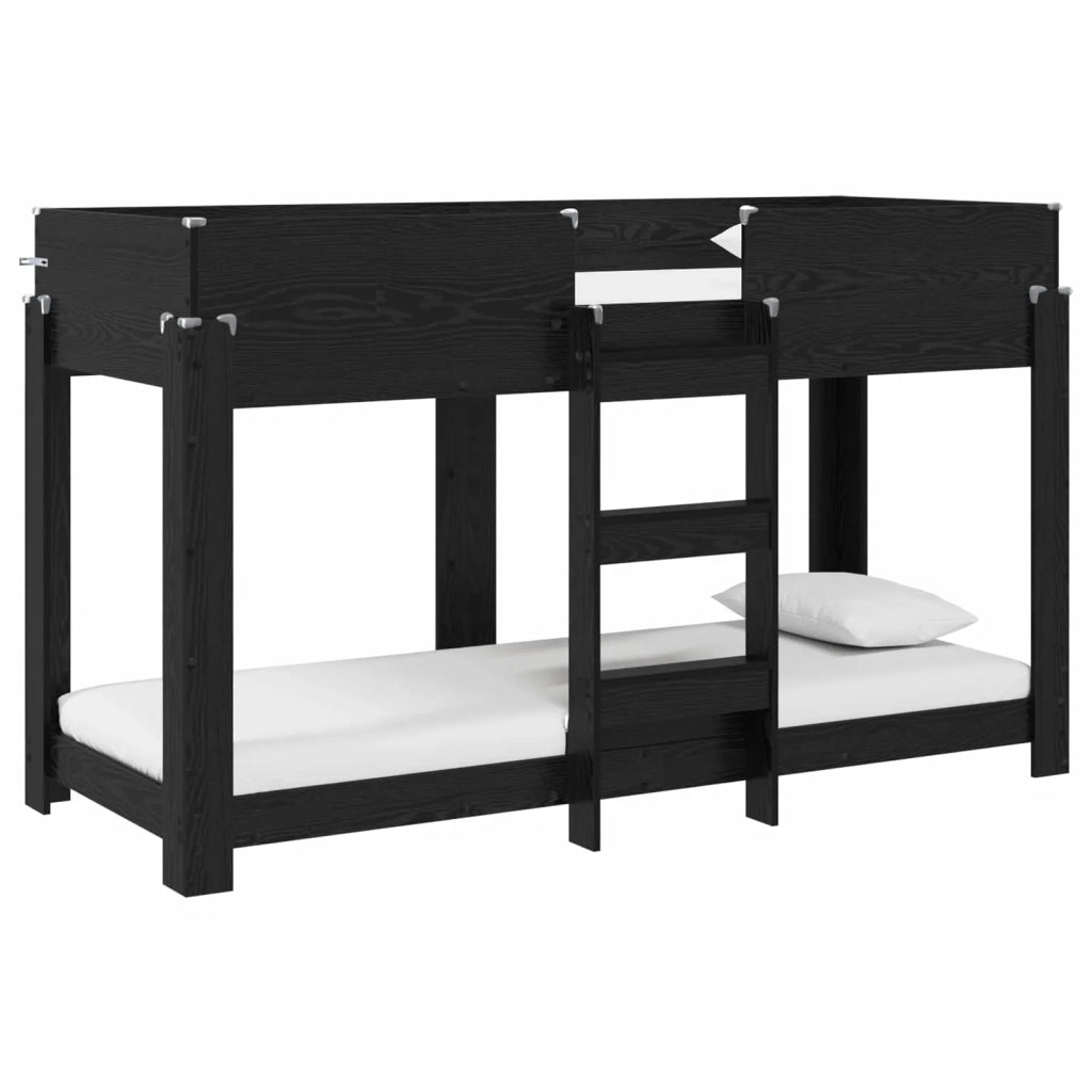 Letto a Castello per Bambini Rovere Nero 75 x 190 cm