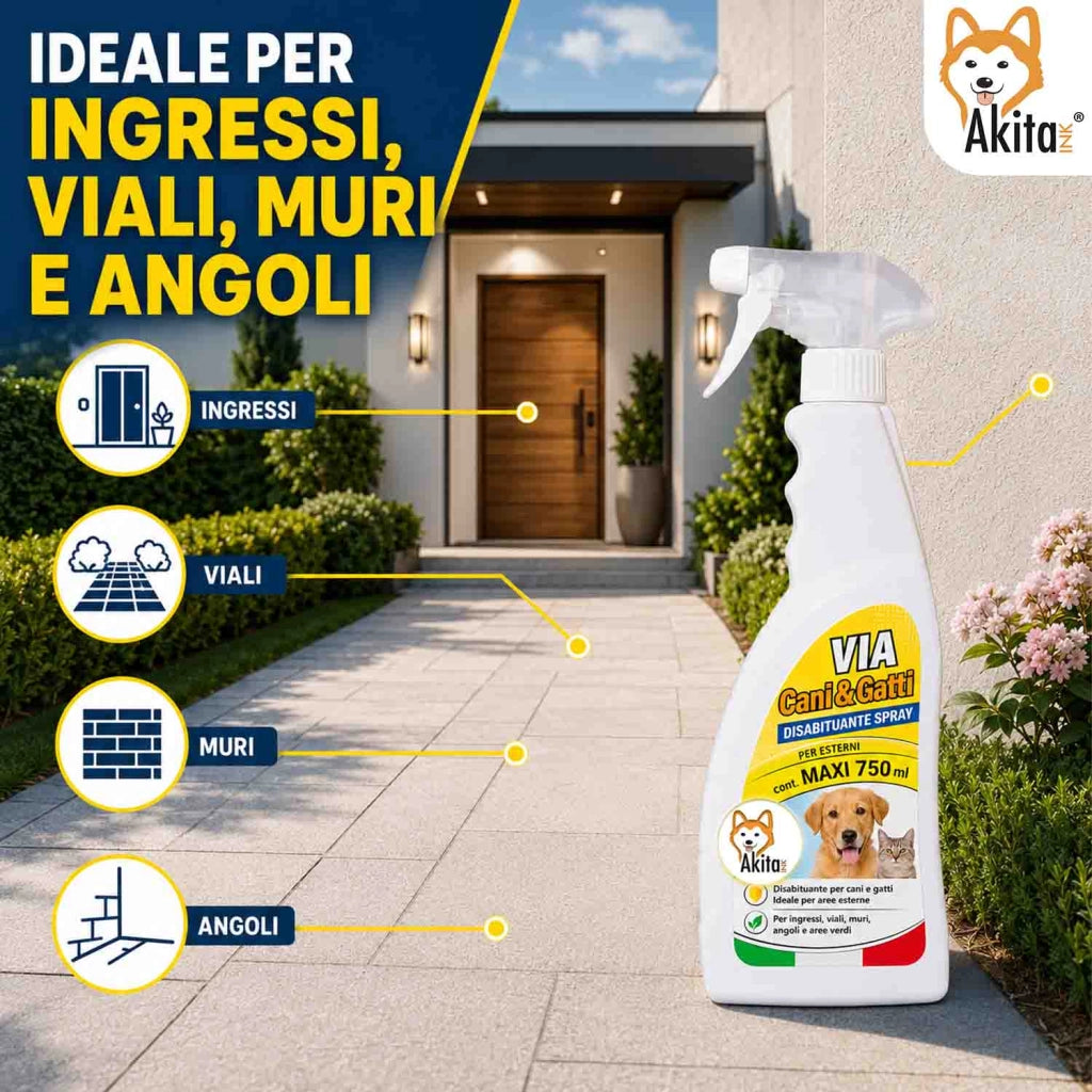 Akitaink Disabituante Cani e Gatti Spray per Esterni 750 ml