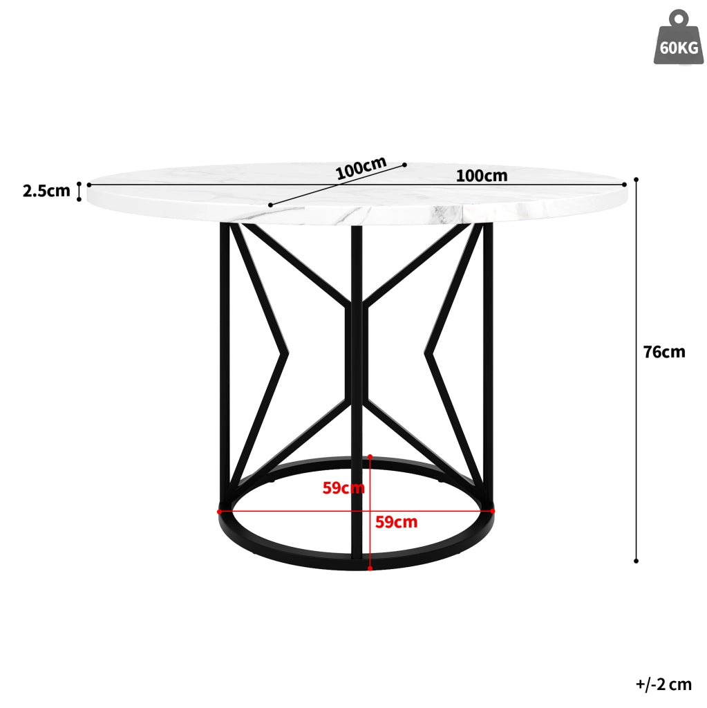Set tavolo da pranzo rotondo 100 cm con 4 sedie nere