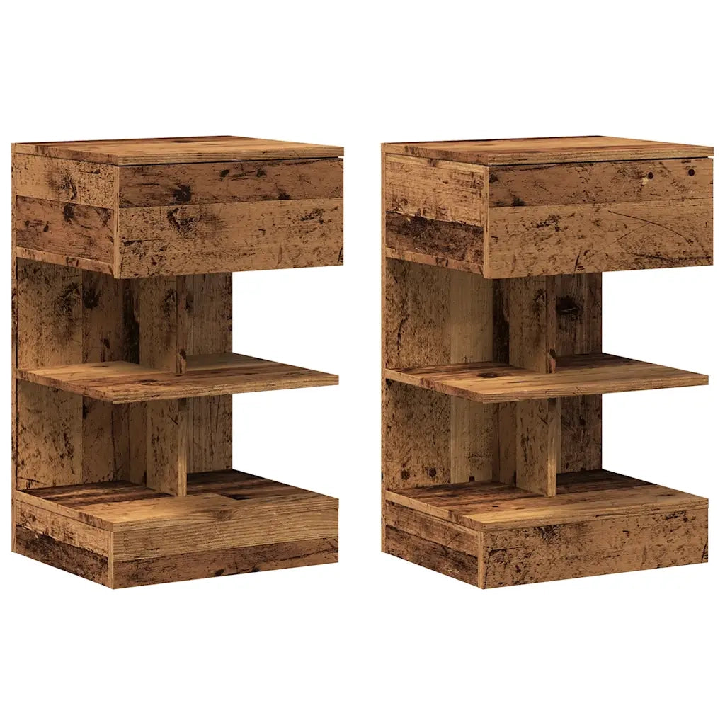 Comodini 2 pz-Set di 2 Tavolino da notte in Legno Vecchio 40x35x65 cm in Legno Multistrato
