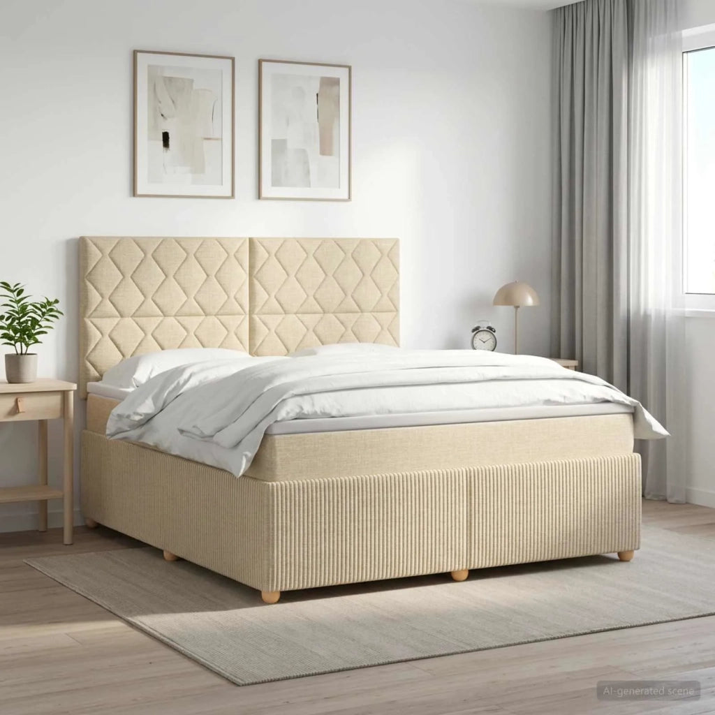 Letto box spring con materasso Crema 180 x 200 cm Tessuto 3454464